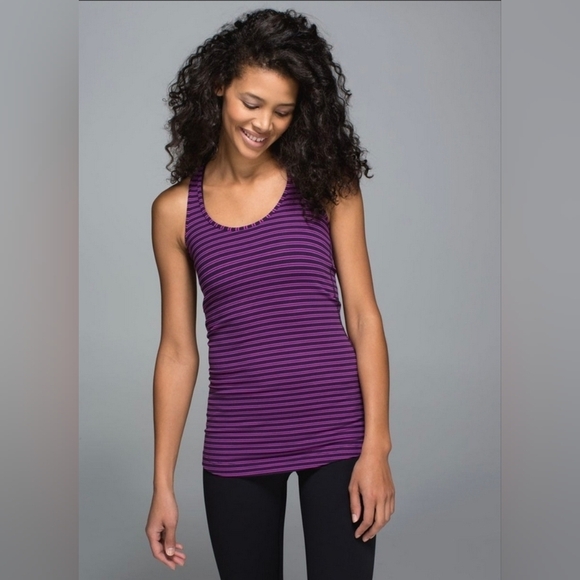 Lululemon Cool Racerback
 Double Trouble Stripe Ultra Violet Black Grape - Picture 1 of 8